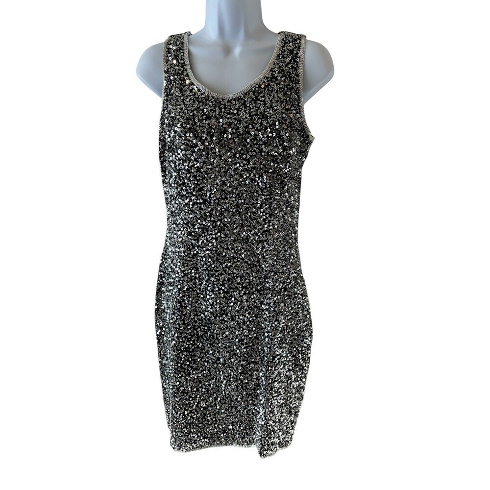 Vintage Stenay sequin dress black and silver size P8